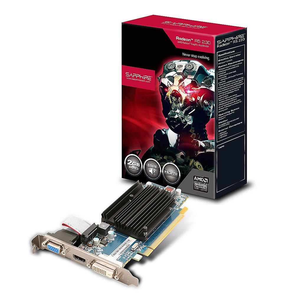 Sapphire Radeon R5 230 2GB DDR3 HDMI/DVI-D/VGA passiv Low Profile